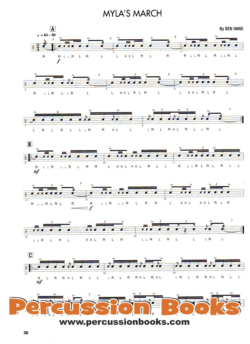 Rudimental Drum Solos for the Marching Snare Drummer Sample 2